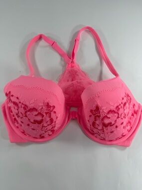 Victoria’s Secret Body by Victoria Demi Lace Bra Neon Pink 34D Underwire
